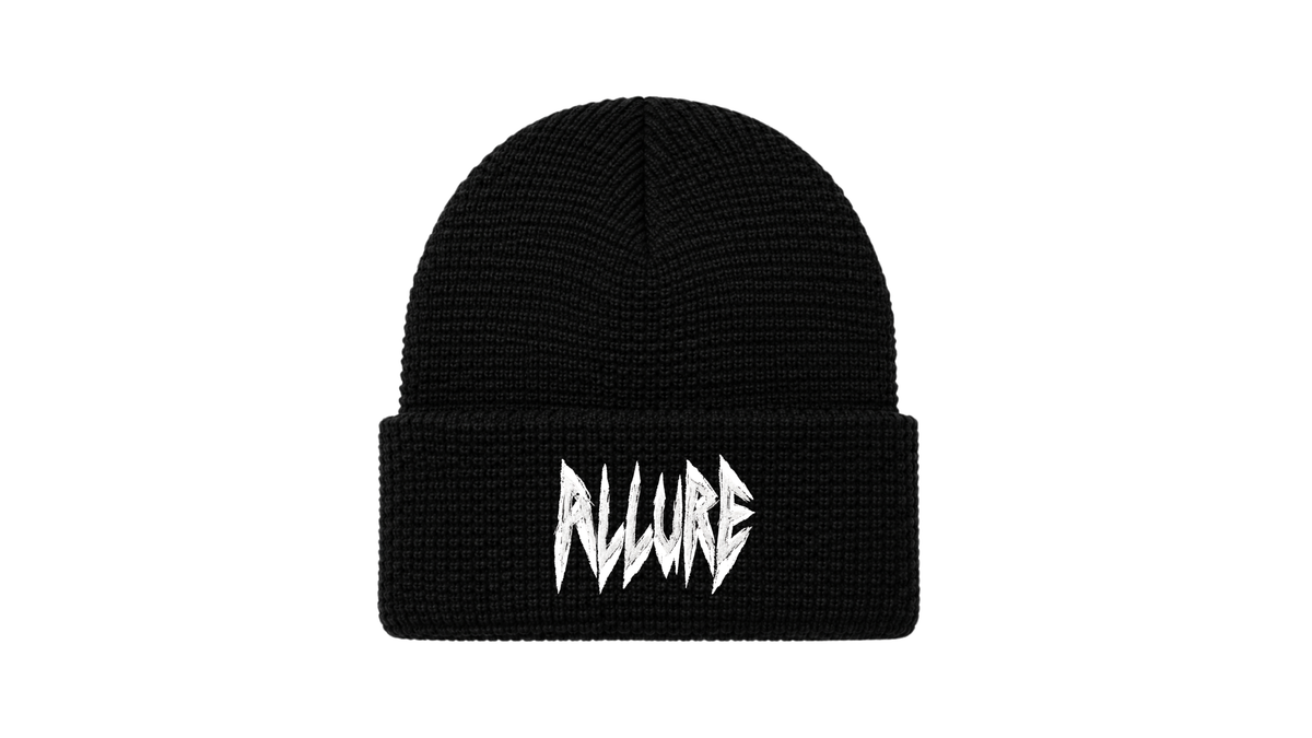 Black Waffle-Knit Beanie